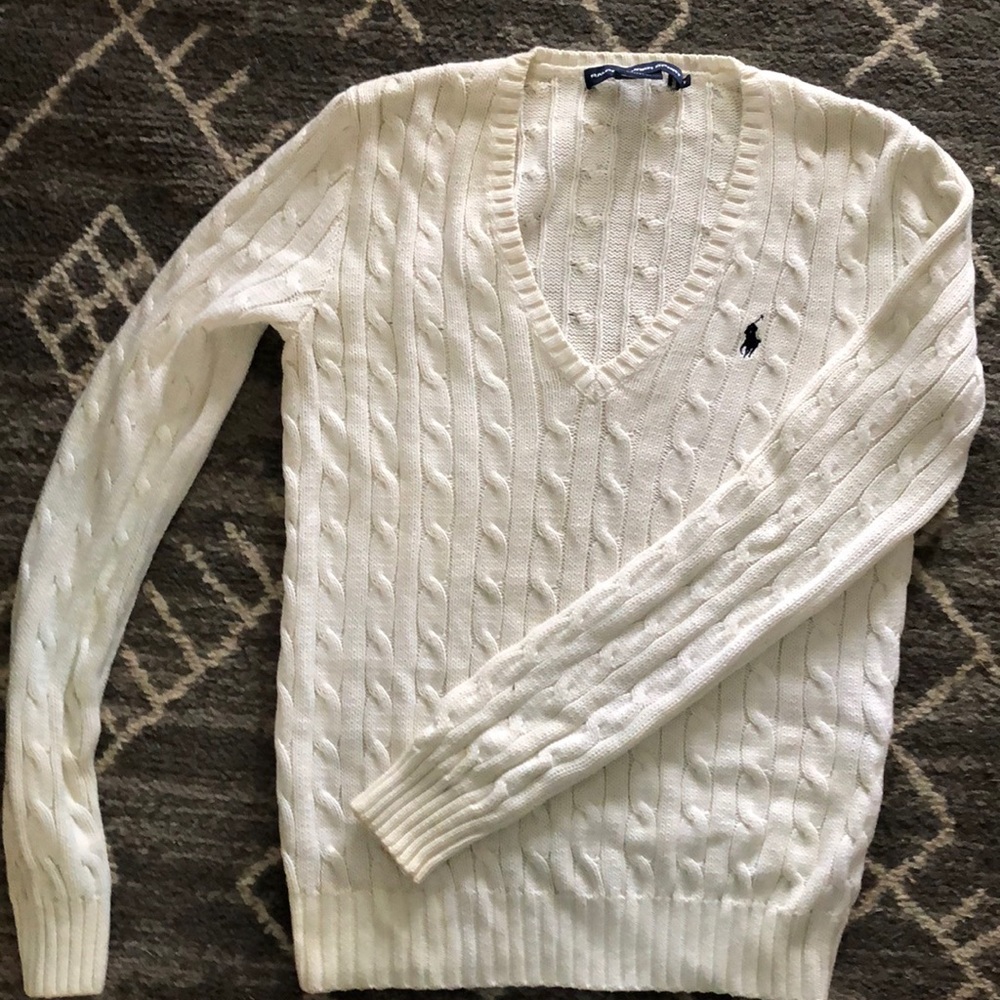 White Ralph Lauren cable knit sweater size medium